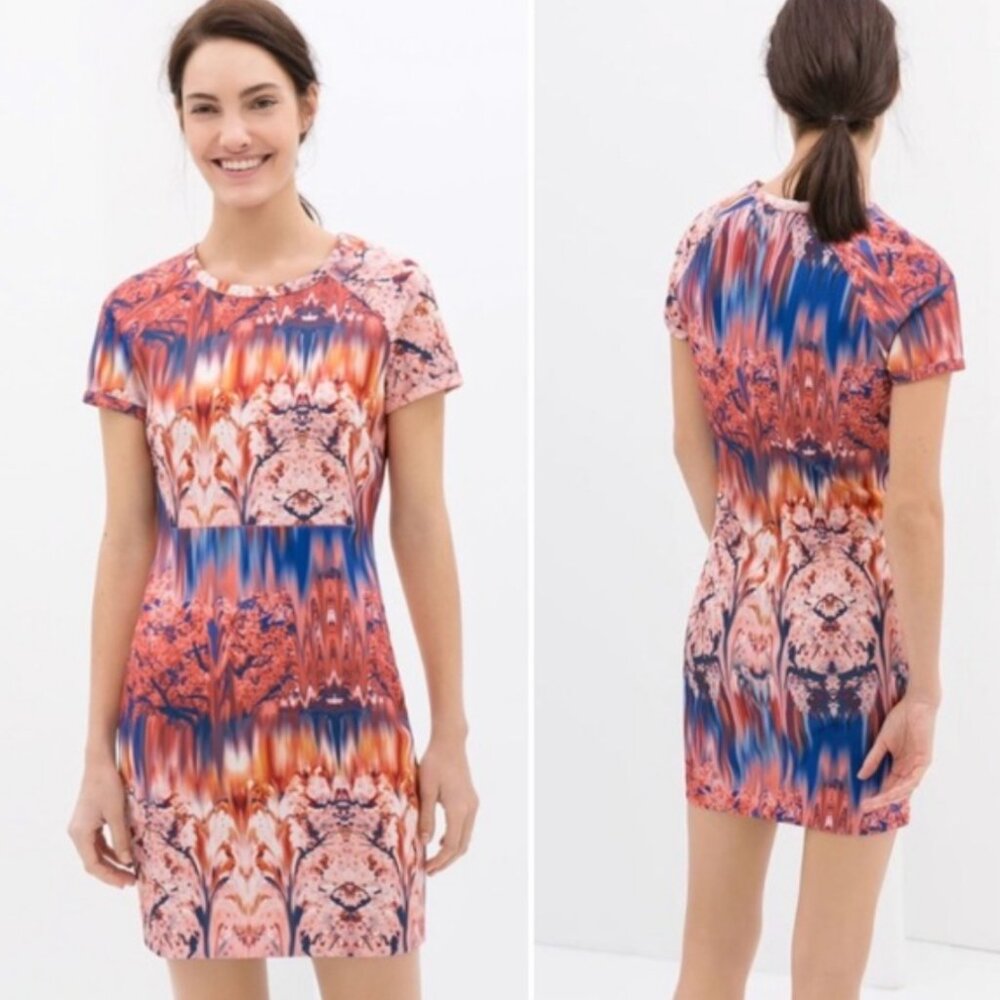 Zara Cherry Blossom Scuba Sheath Mini Dress - Medium, NWT